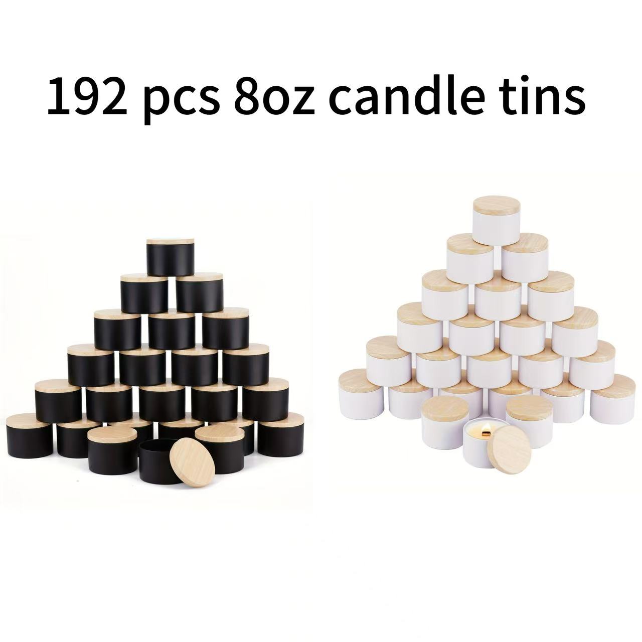 Candle Vessel Supplies - 192 Uds. Tarro de vela blanco/negro