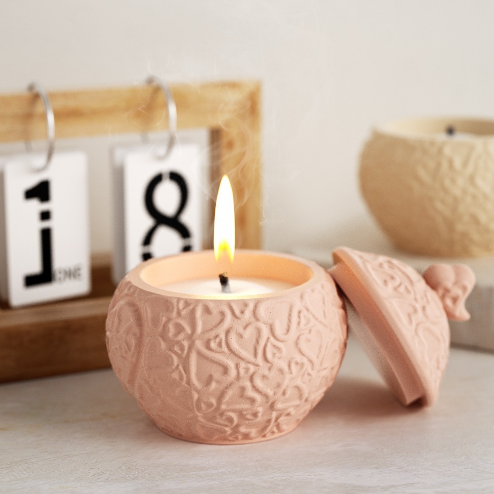 Candle Vessel Supplies - Caja de almacenamiento en relieve Floral